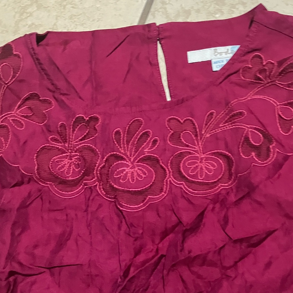 Burgundy Embroidered Women's Top